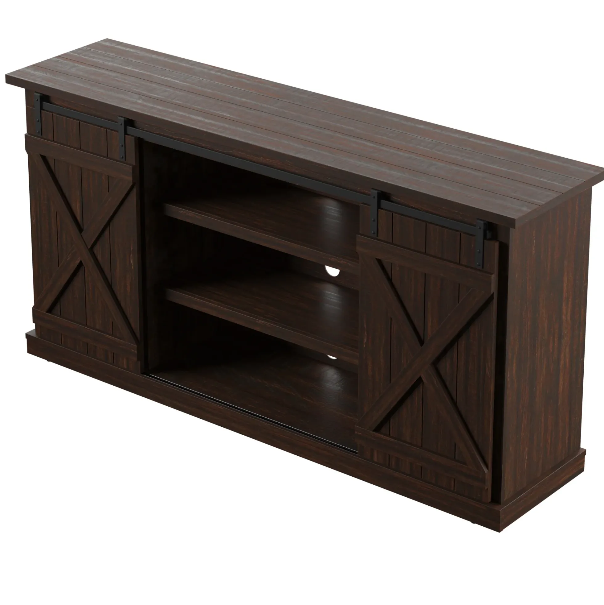 Modern Farmhouse TV Stand with Sliding Barn Doors for TVs up to 70"