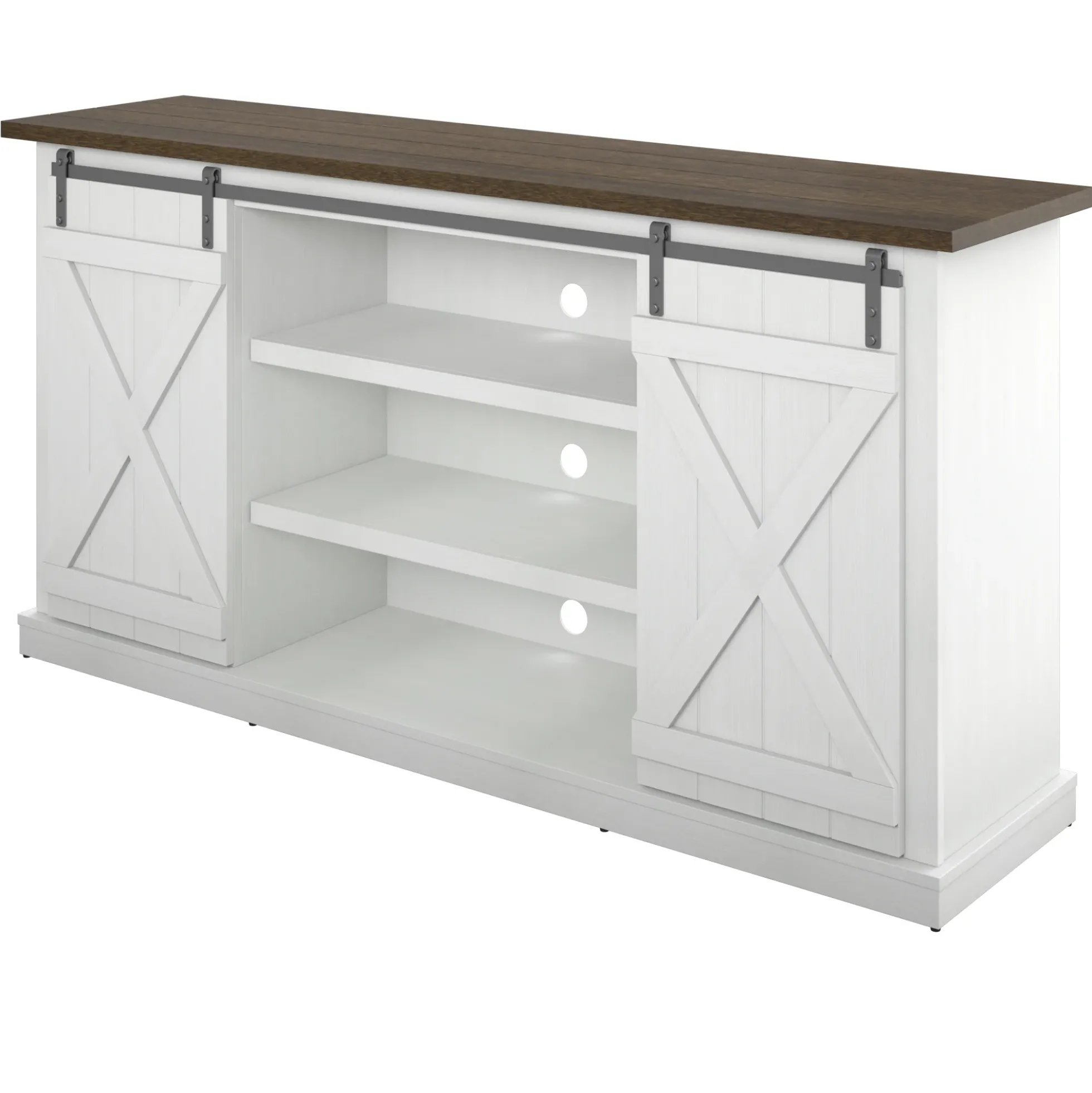 Modern Farmhouse TV Stand with Sliding Barn Doors for TVs up to 70"