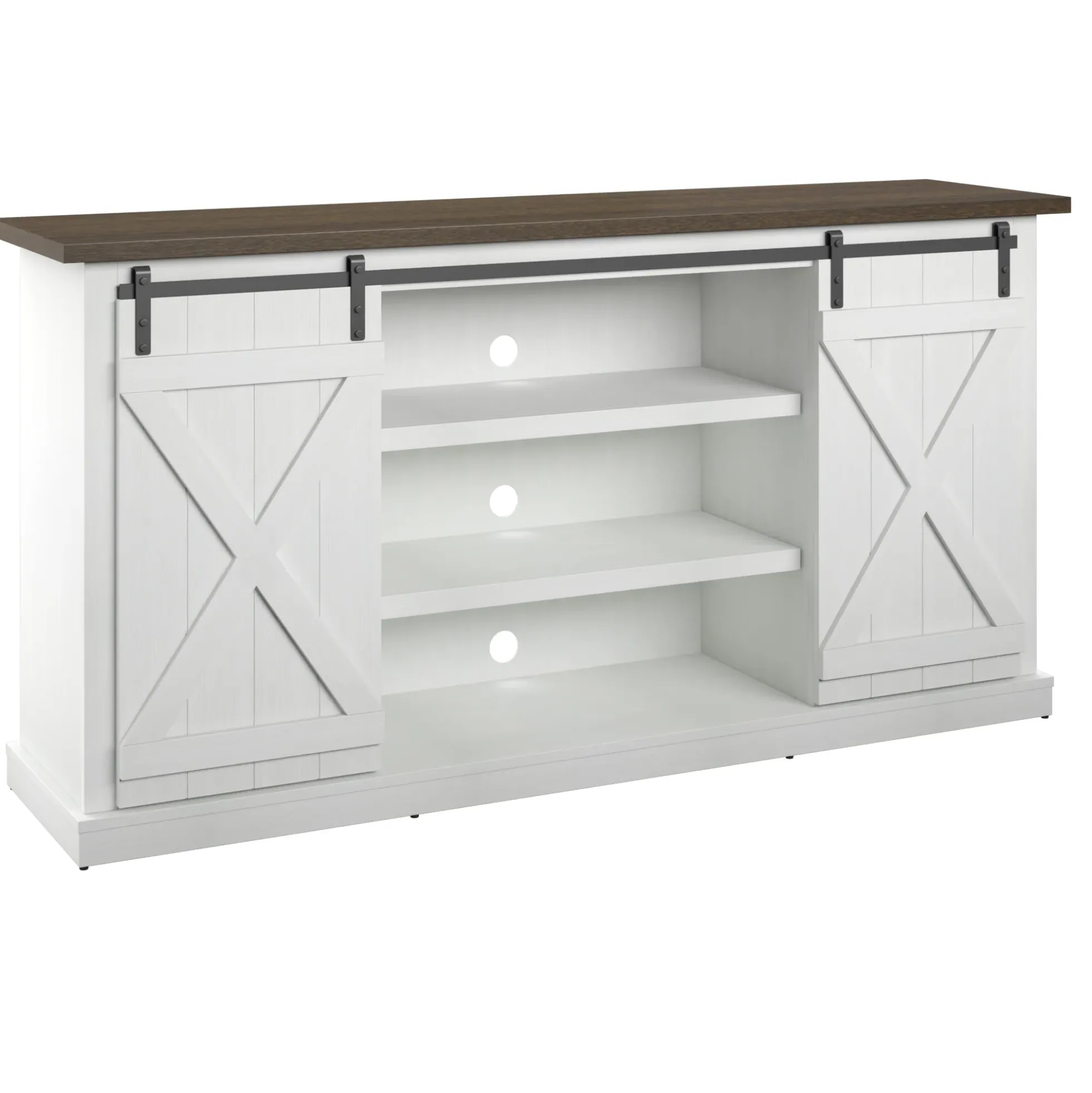 Modern Farmhouse TV Stand with Sliding Barn Doors for TVs up to 70"