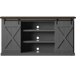 Modern Farmhouse TV Stand with Sliding Barn Doors for TVs up to 70