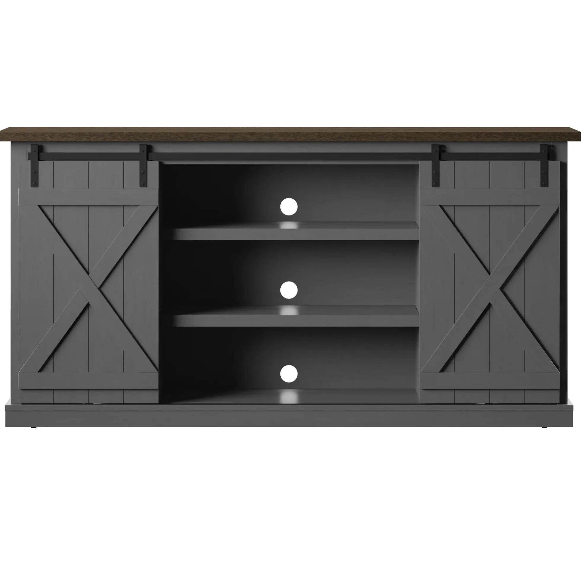 Modern Farmhouse TV Stand with Sliding Barn Doors for TVs up to 70"