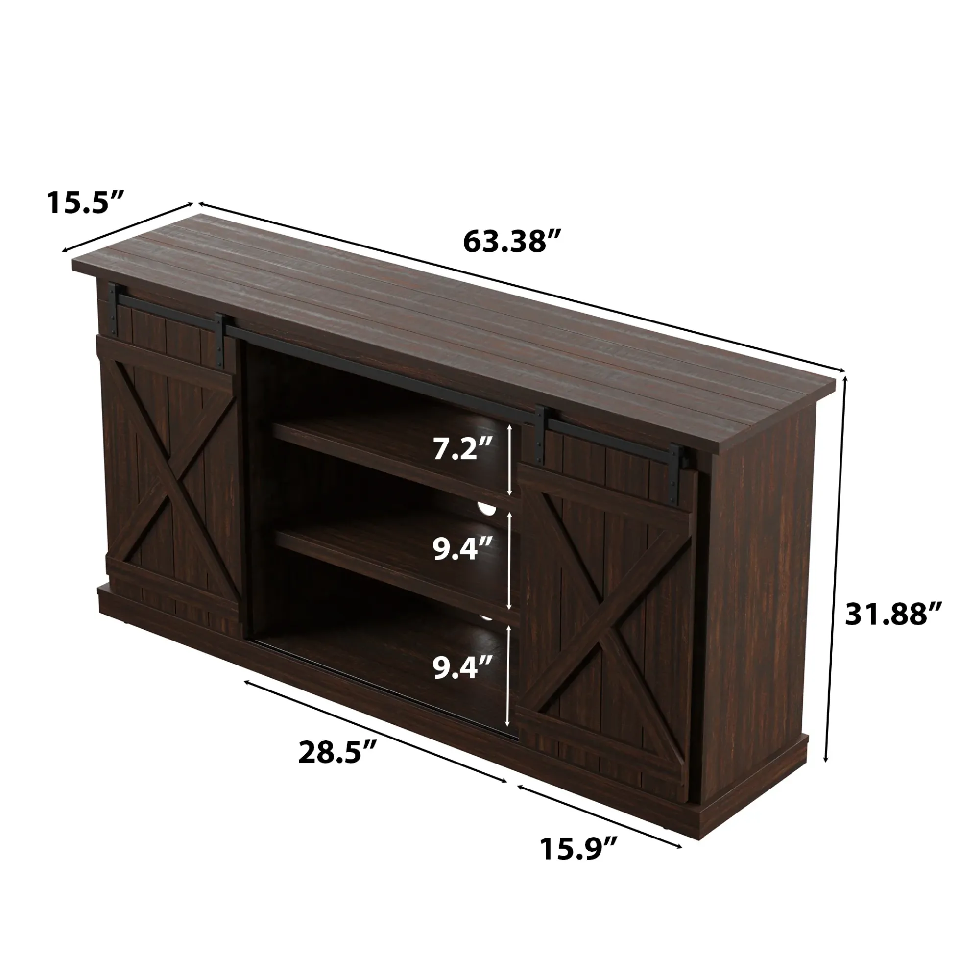 Modern Farmhouse TV Stand with Sliding Barn Doors for TVs up to 70"