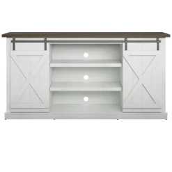 Modern Farmhouse TV Stand with Sliding Barn Doors for TVs up to 70