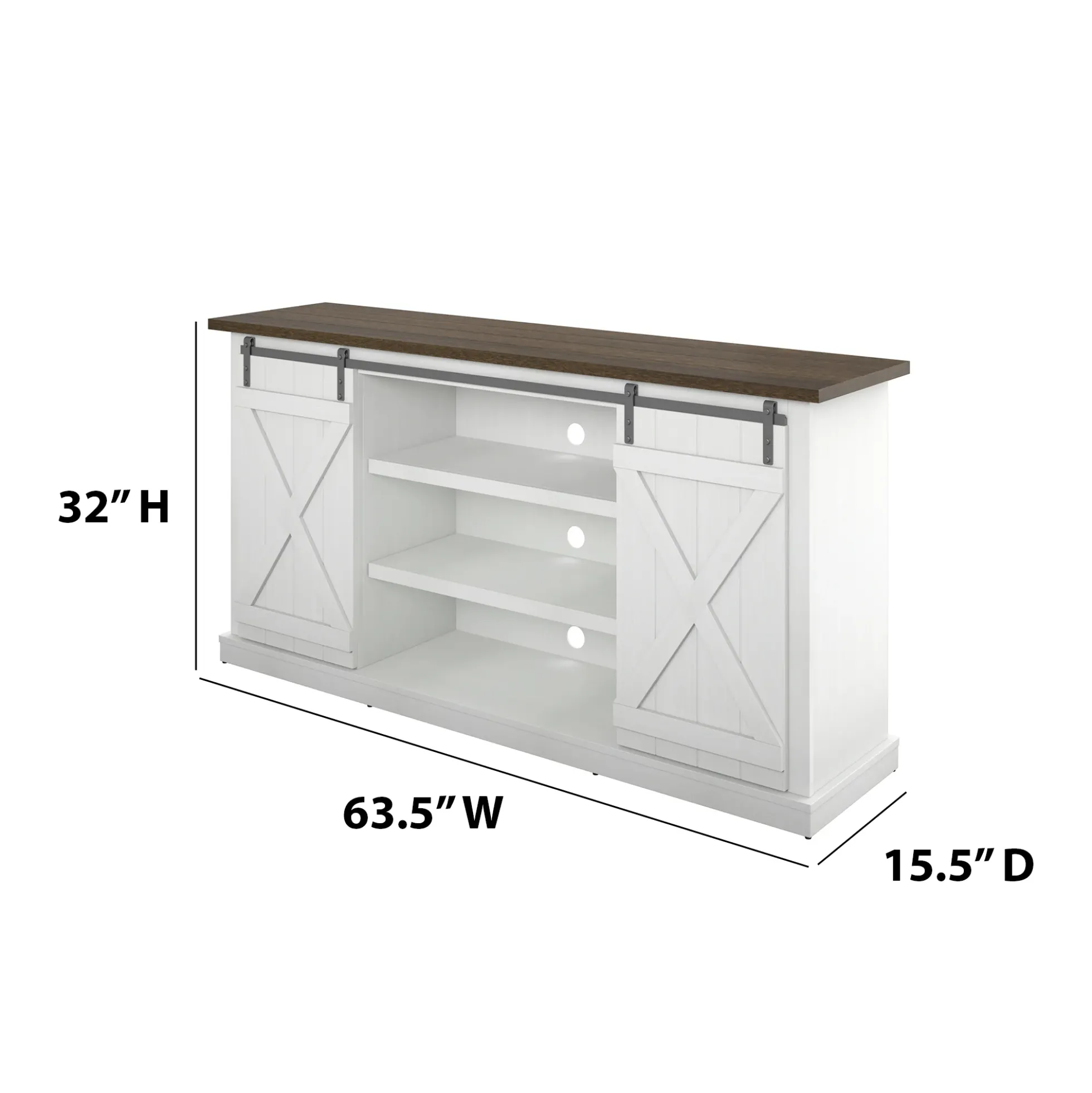 Modern Farmhouse TV Stand with Sliding Barn Doors for TVs up to 70"