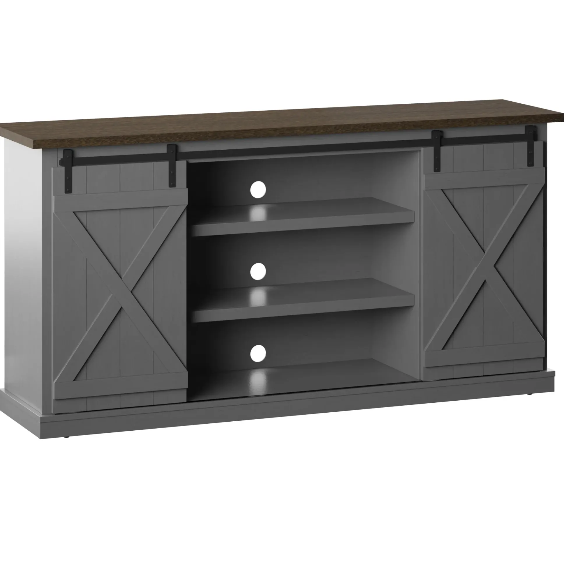 Modern Farmhouse TV Stand with Sliding Barn Doors for TVs up to 70"