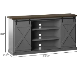 Modern Farmhouse TV Stand with Sliding Barn Doors for TVs up to 70