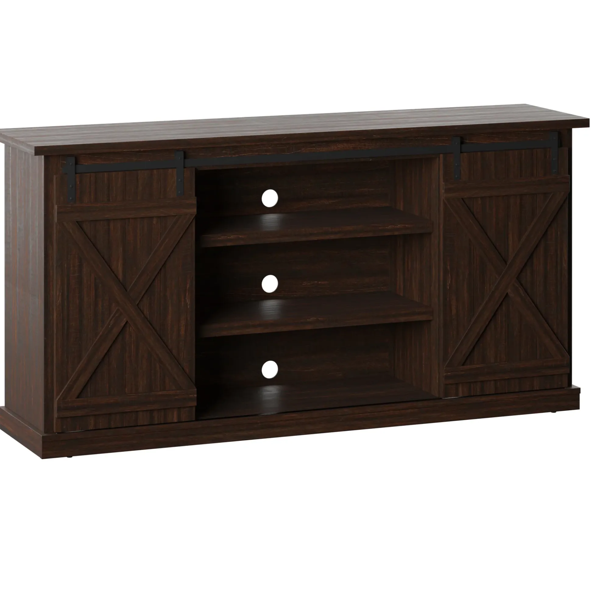 Modern Farmhouse TV Stand with Sliding Barn Doors for TVs up to 70"