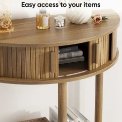 Modern Fluted Half-Moon Console Entryway Table