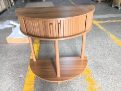 Modern Fluted Half-Moon Console Entryway Table