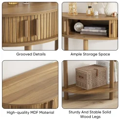 Modern Fluted Half-Moon Console Entryway Table