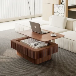 Modern Fluted Lift-top 38.6' Coffee Table
