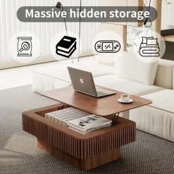 Modern Fluted Lift-top 38.6' Coffee Table