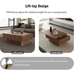 Modern Fluted Lift-top 38.6' Coffee Table