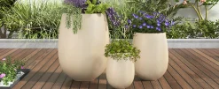 Modern Lightweight Round Outdoor Indoor Patio Planter Set of 3