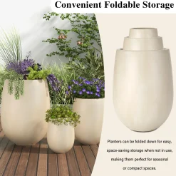 Modern Lightweight Round Outdoor Indoor Patio Planter Set of 3