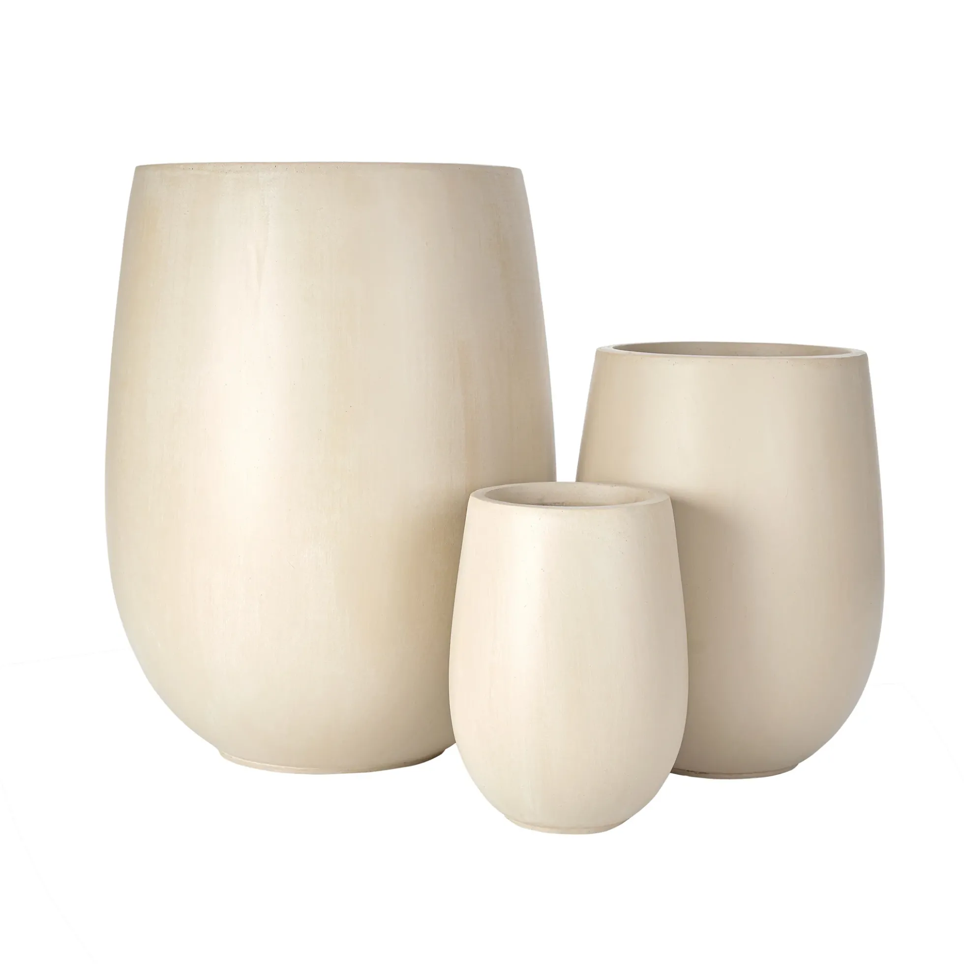 Modern Lightweight Round Outdoor Indoor Patio Planter Set of 3