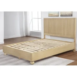Modern Minimalist Fluted Panels Headboard Wooden Bedframe