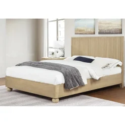Modern Minimalist Fluted Panels Headboard Wooden Bedframe