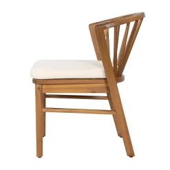 Modern Outdoor 7 Piece Acacia Wood Teak Dining Set with Cushions