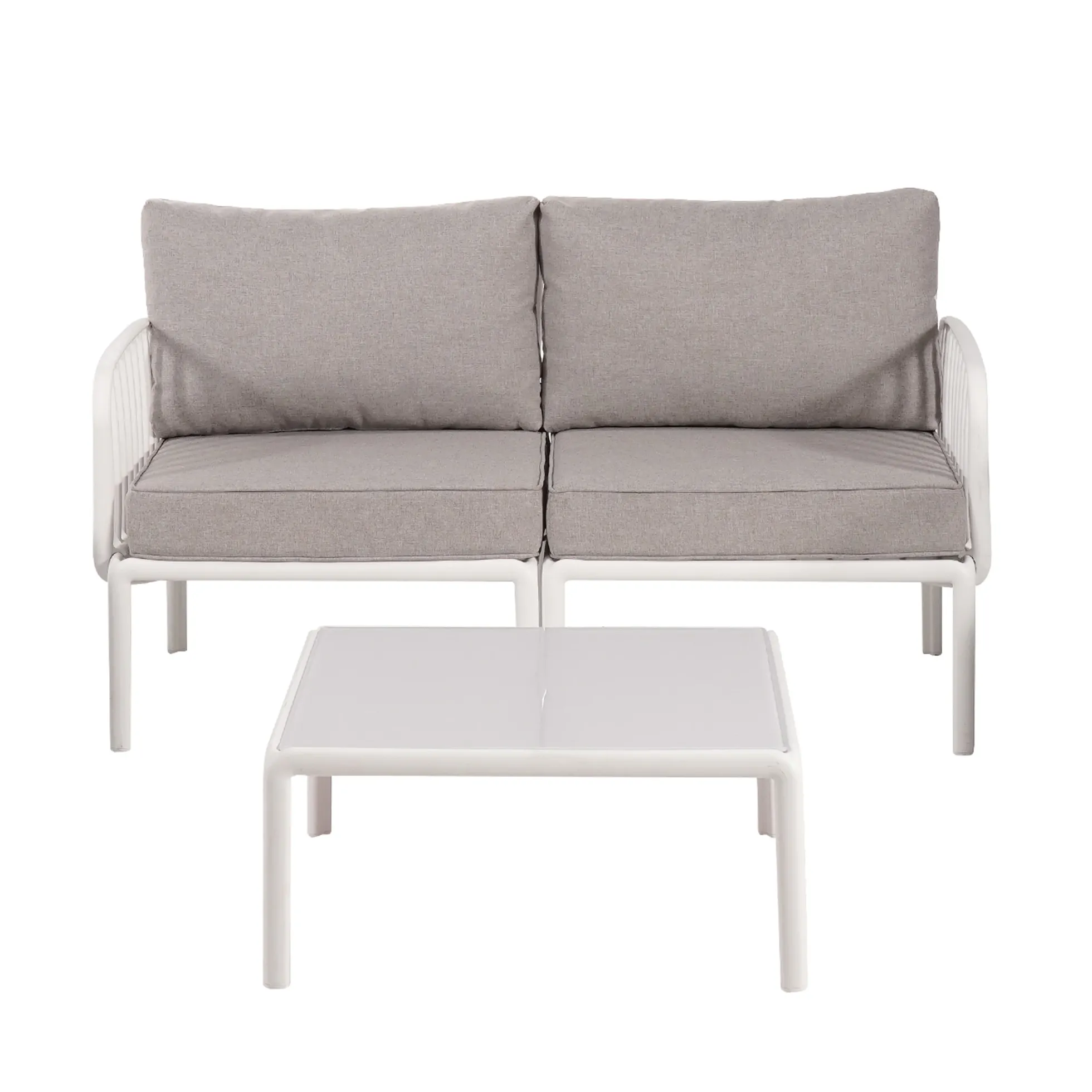 Modern Outdoor 5 Piece Patio Conversation Set with Coffee Table & Waterproof Cushions