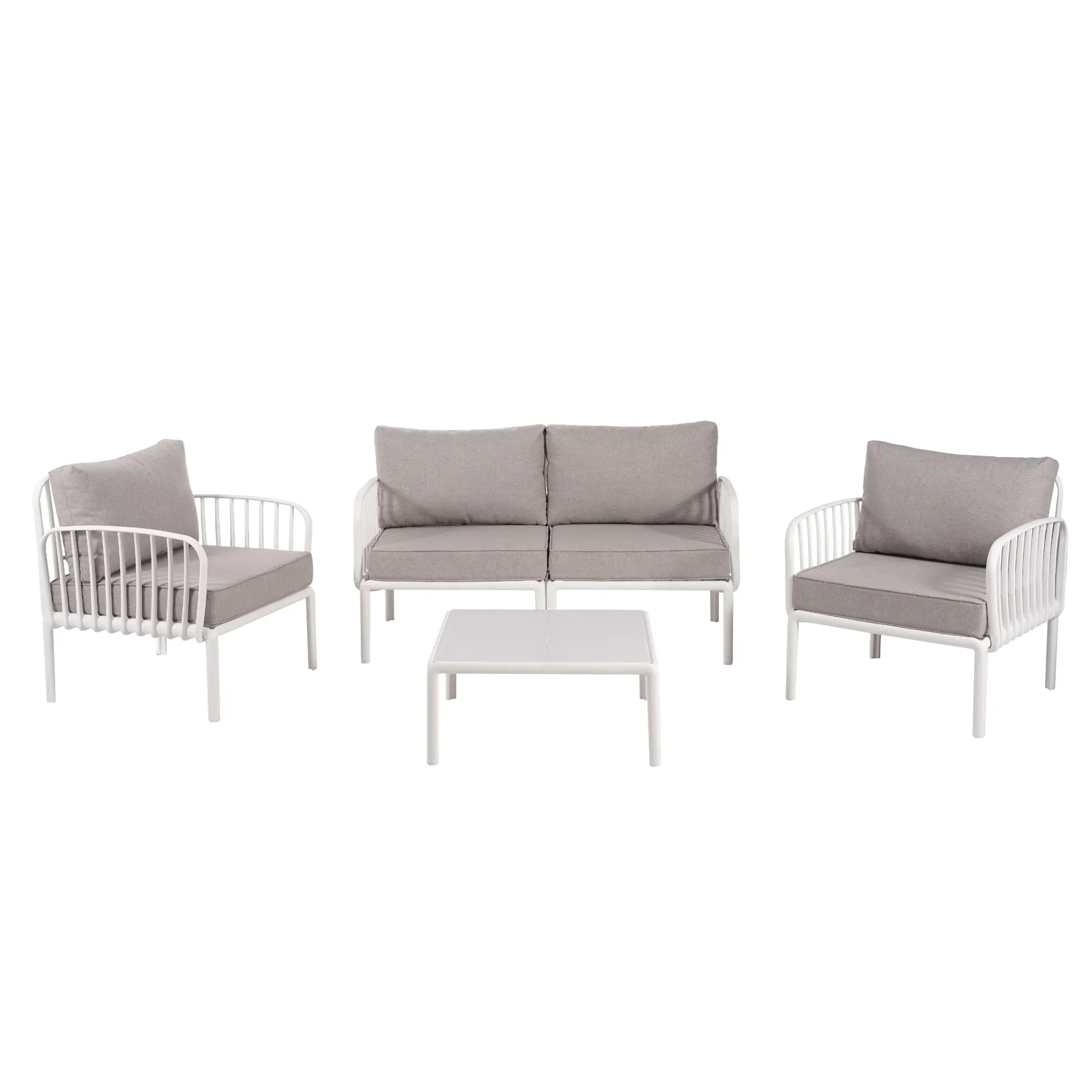 Modern Outdoor 5 Piece Patio Conversation Set with Coffee Table & Waterproof Cushions