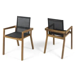 Modern Outdoor Dining Wood Teak Set, Seats 6 with Table