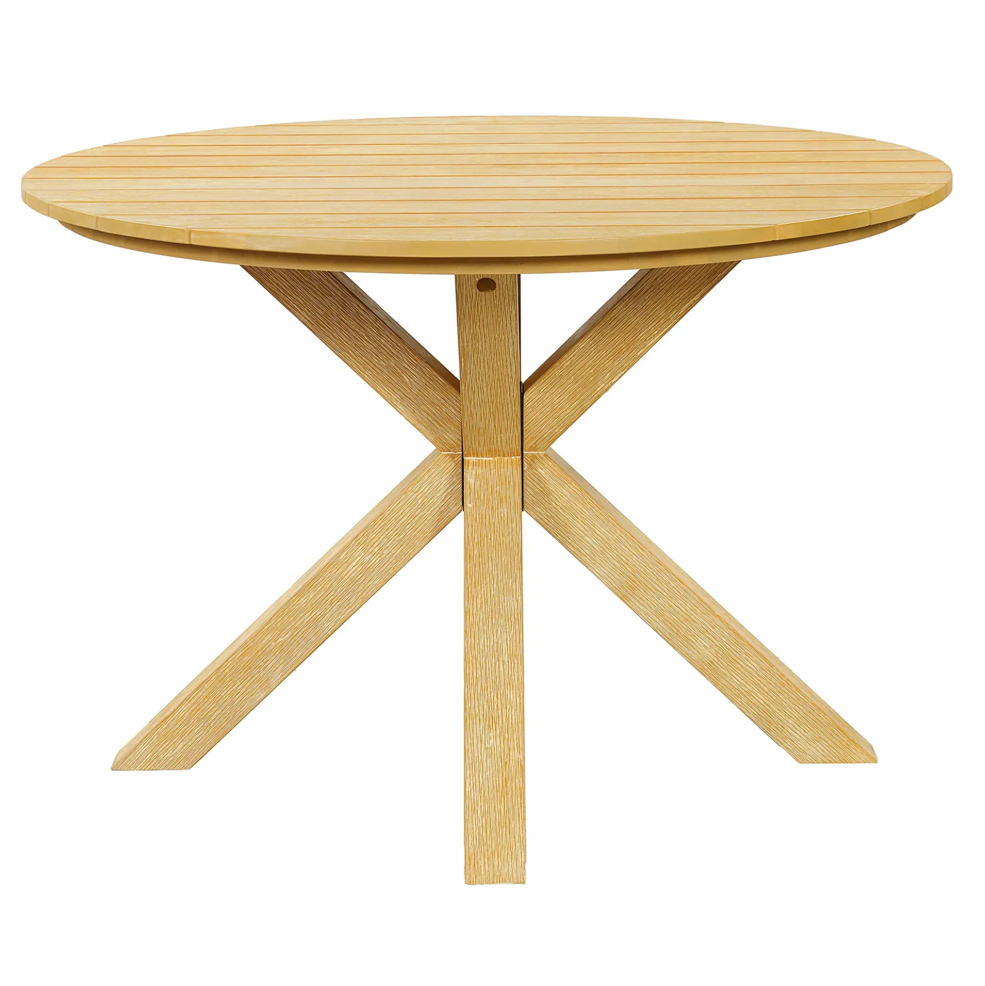 Modern Outdoor 5-Piece Teak Wood Round Dining Table & Chair Set with Gray Cushions