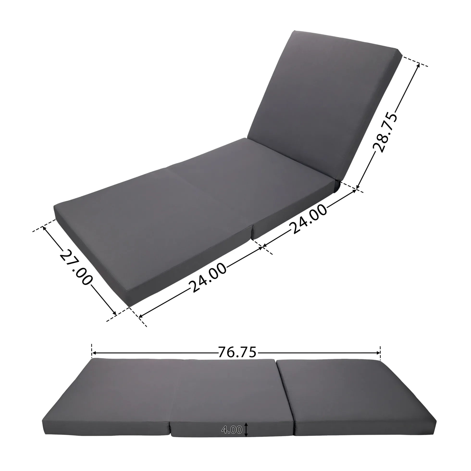 Modern Patio Sun Lounger Chaise with Water-Repellent Cushion