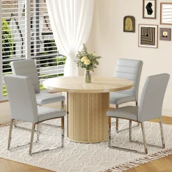 Modern Reeded 4 Piece Dining Set with Storage