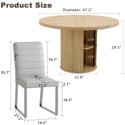 Modern Reeded 4 Piece Dining Set with Storage