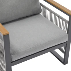 Modern Rope Design Outdoor Patio Sofa Set with Cushion & Table