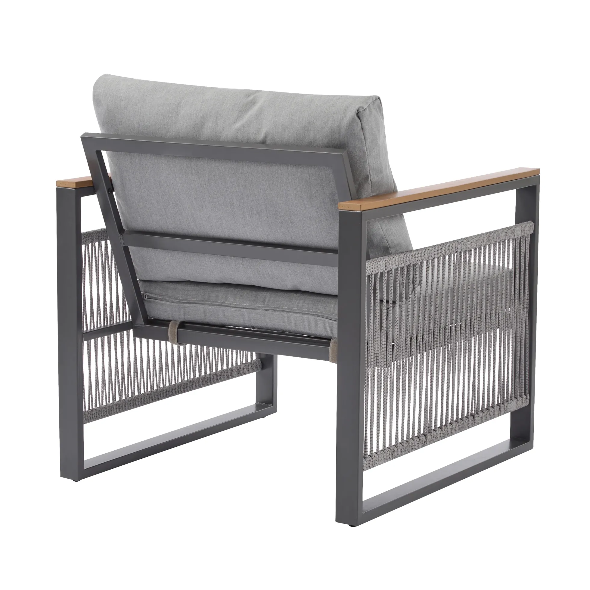 Modern Rope Design Outdoor Patio Sofa Set with Cushion & Table