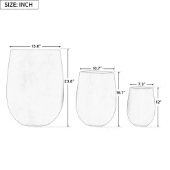 Modern Round Lightweight Outdoor Patio Planter Set of 3 Sizes