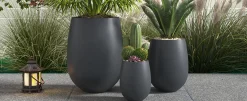 Modern Round Lightweight Outdoor Patio Planter Set of 3 Sizes