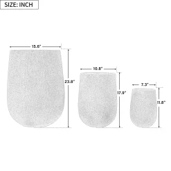Modern Stone-Look Textured Round Shaped Lightweight Outdoor Planter Set of 3
