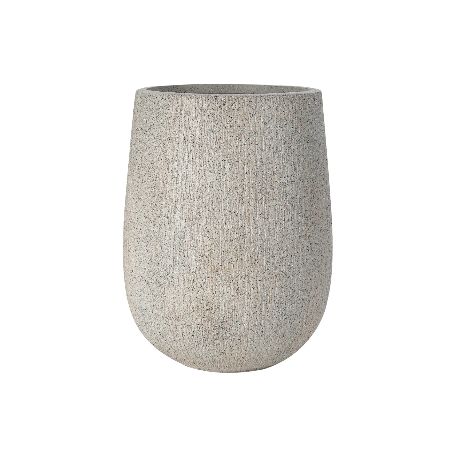 Modern Stone-Look Textured Round Shaped Lightweight Outdoor Planter Set of 3