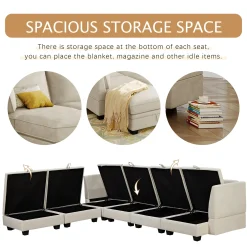 Modern Storage U-Shape Modular Sectional Convertible Sofa Bed with Ottoman