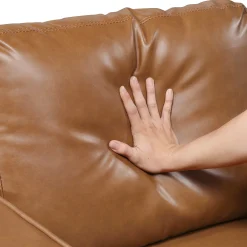 Modern Style Brown Faux Leather 3-Seater Sofa Couch