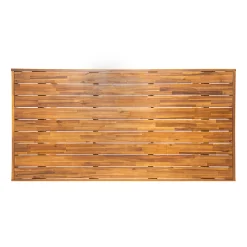 Modern Teak 7 Pieces Acacia Wood Outdoor Dining Set with Cream Cushions