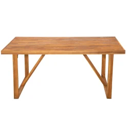 Modern Teak 7 Pieces Acacia Wood Outdoor Dining Set with Cream Cushions