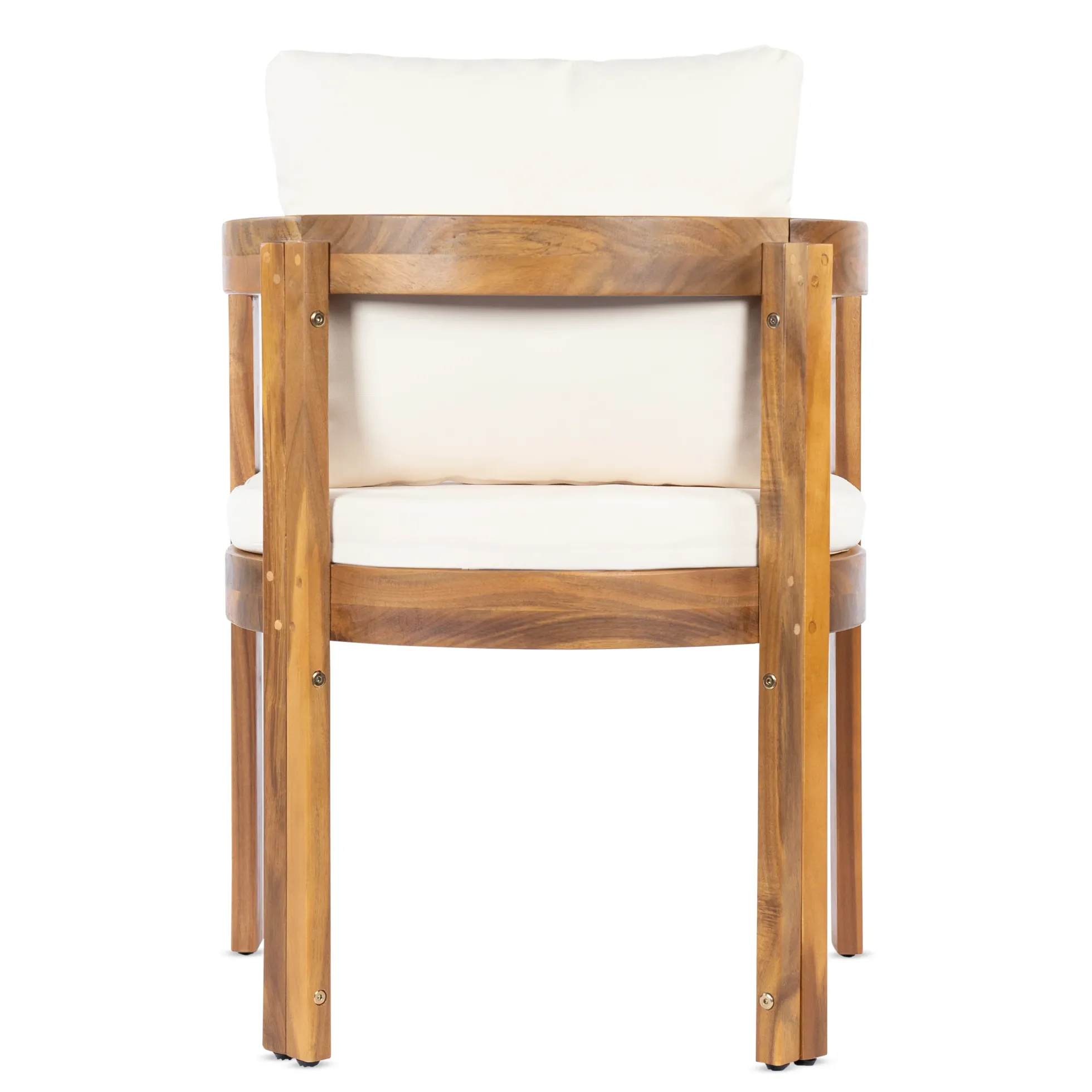 Modern Teak 7 Pieces Acacia Wood Outdoor Dining Set with Cream Cushions