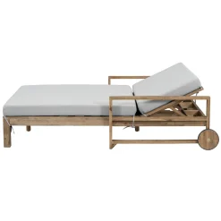 Modern Teak Wood Outdoor Patio Sunbed Lounger