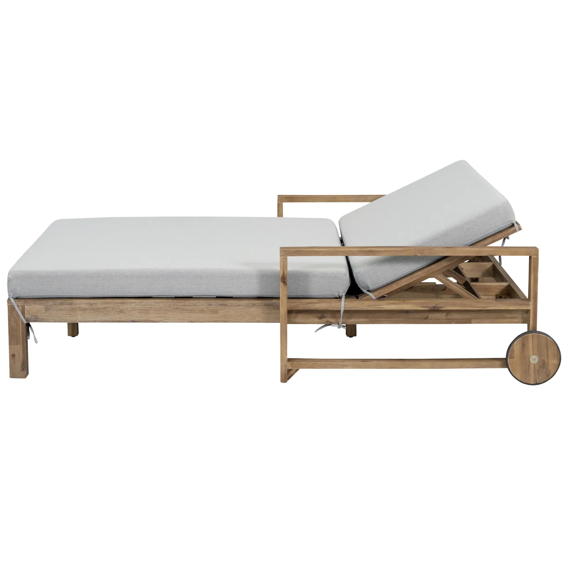 Modern Teak Wood Outdoor Patio Sunbed Lounger