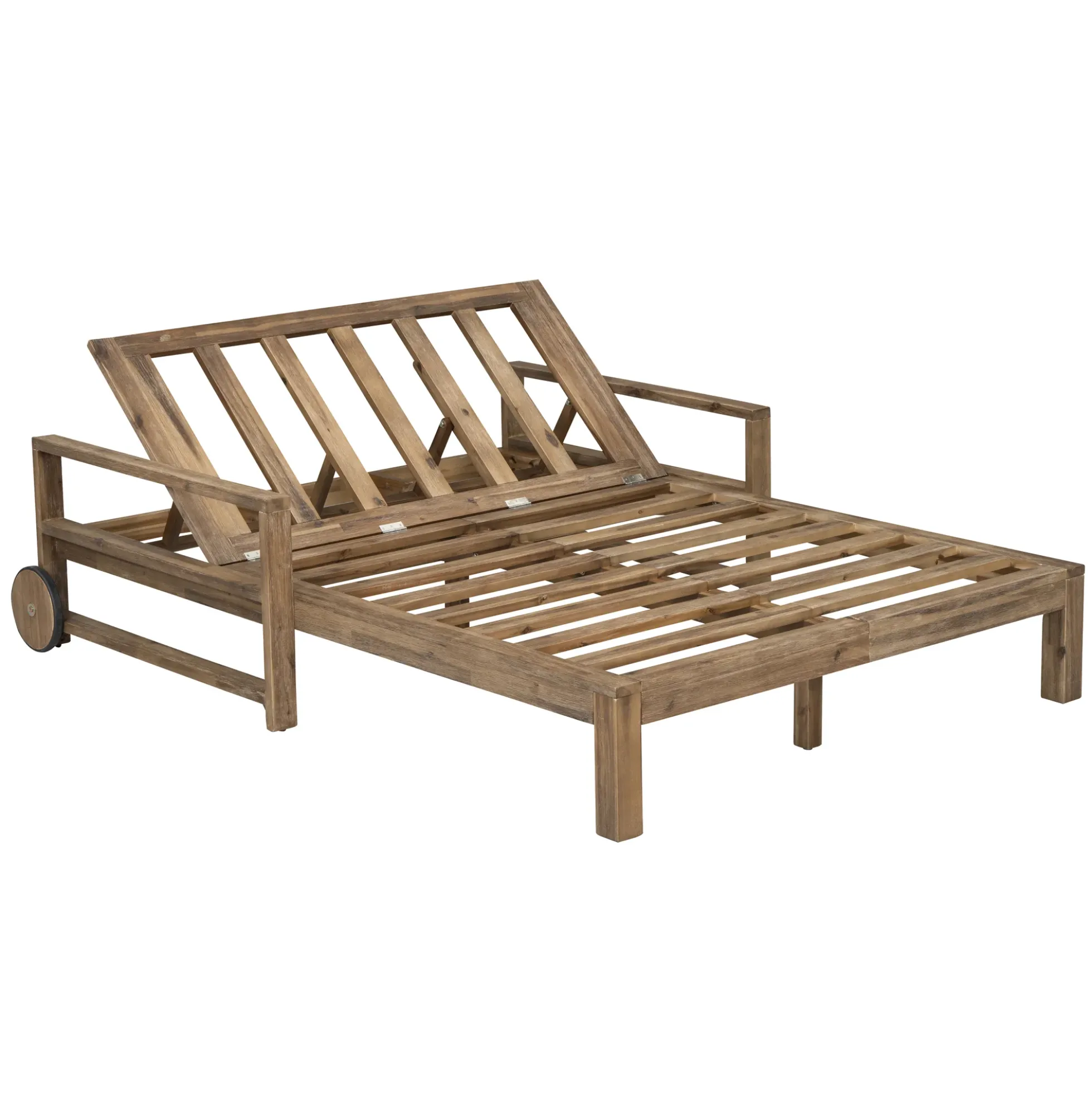 Modern Teak Wood Outdoor Patio Sunbed Lounger