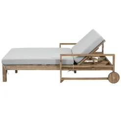Modern Teak Wood Outdoor Patio Sunbed Lounger