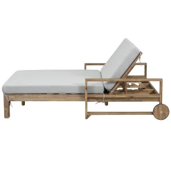 Modern Teak Wood Outdoor Patio Sunbed Lounger