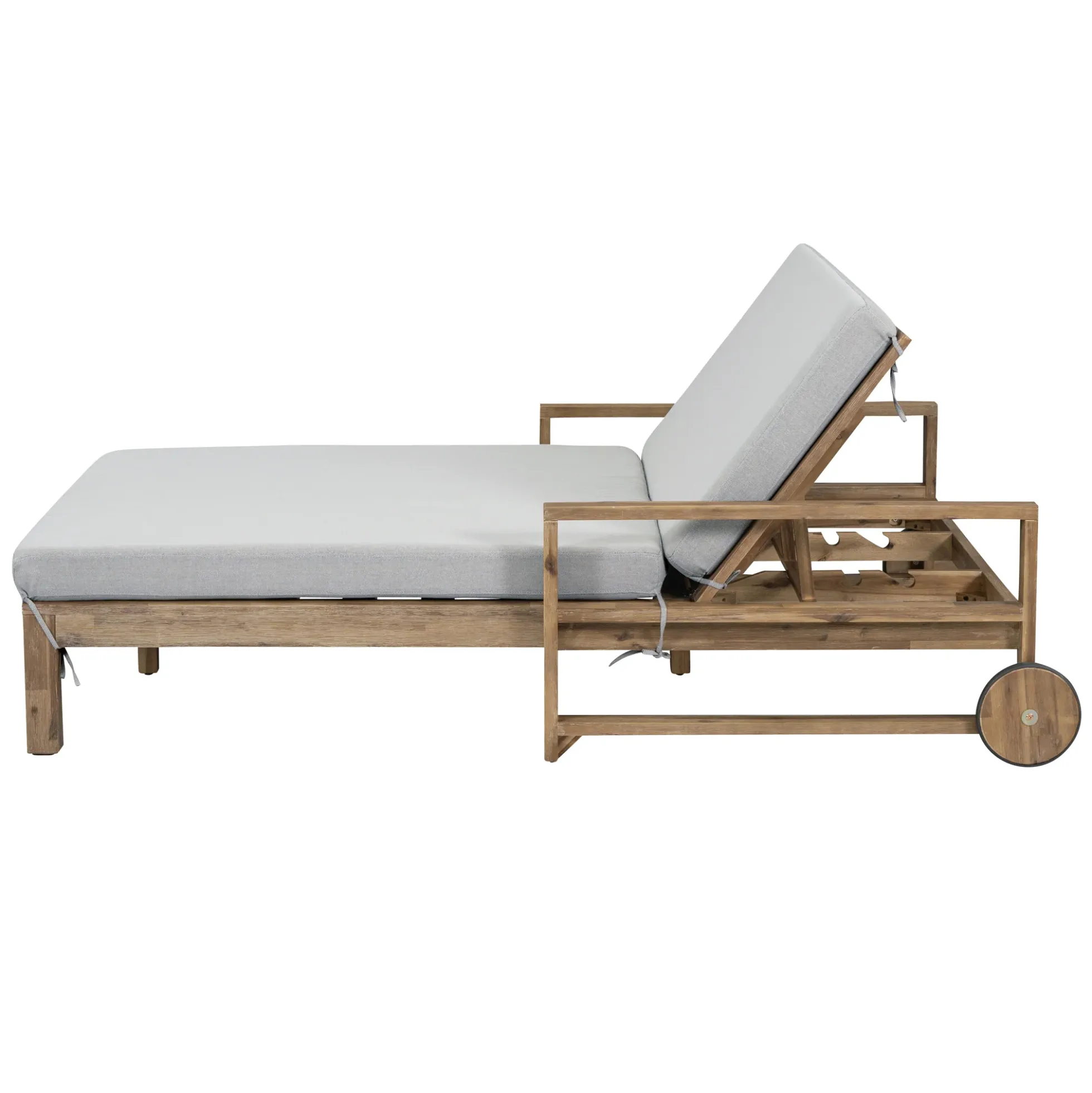 Modern Teak Wood Outdoor Patio Sunbed Lounger