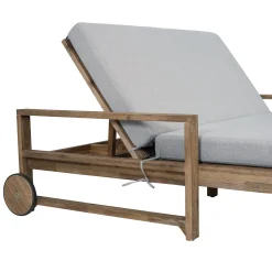 Modern Teak Wood Outdoor Patio Sunbed Lounger