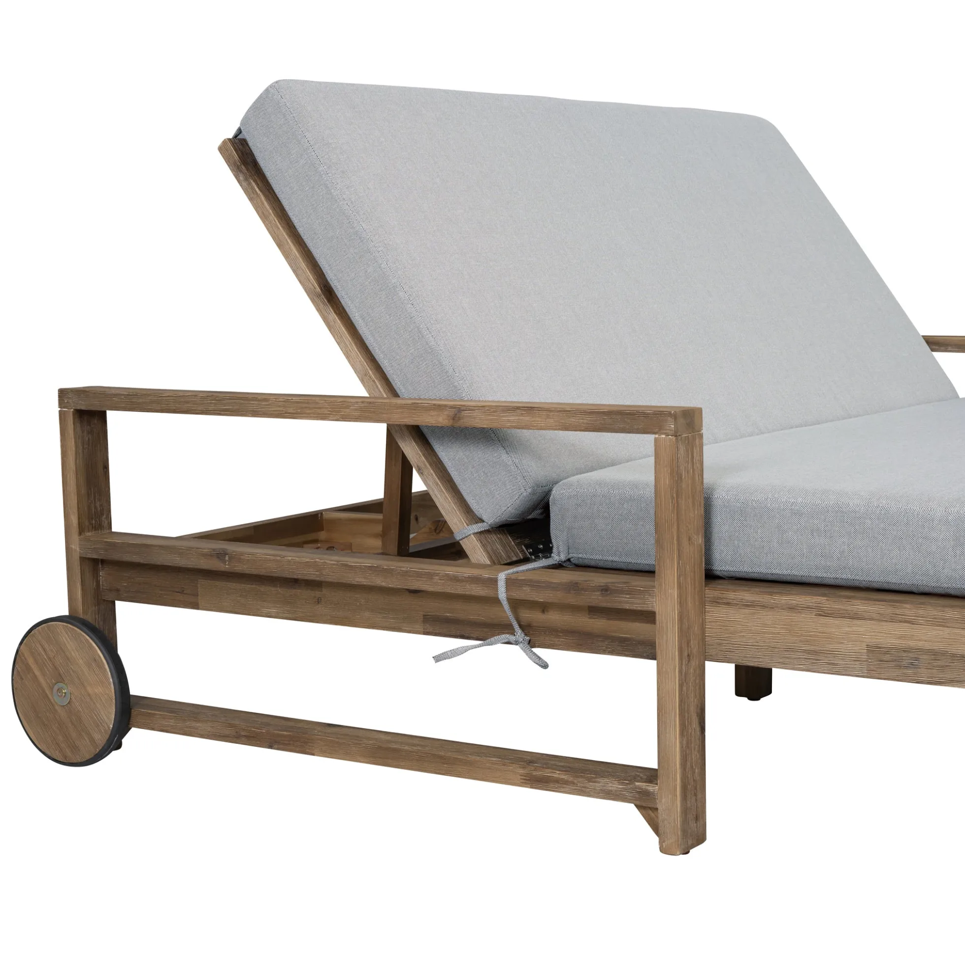 Modern Teak Wood Outdoor Patio Sunbed Lounger