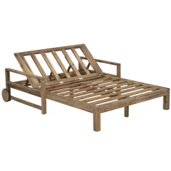 Modern Teak Wood Outdoor Patio Sunbathing Lounge Bed